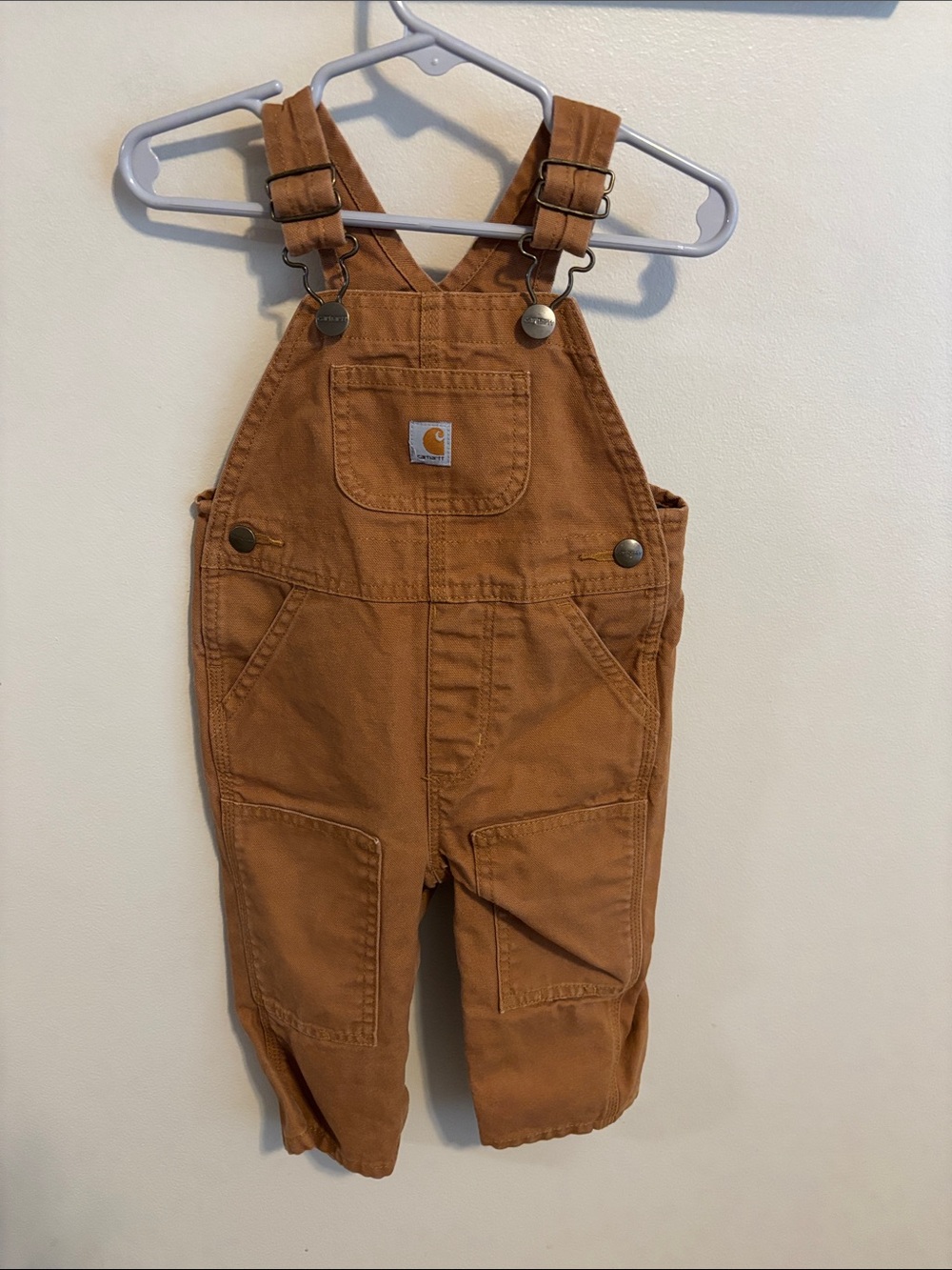Carhartt Baby Boy Canvas Bib Overalls 12 Months Duck Brown 100% Cotton Workwear